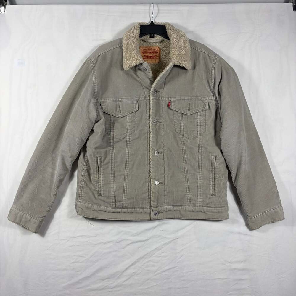 Vintage Levi's 70520 Sherpa Corduroy Trucker Jacket Size L Tan